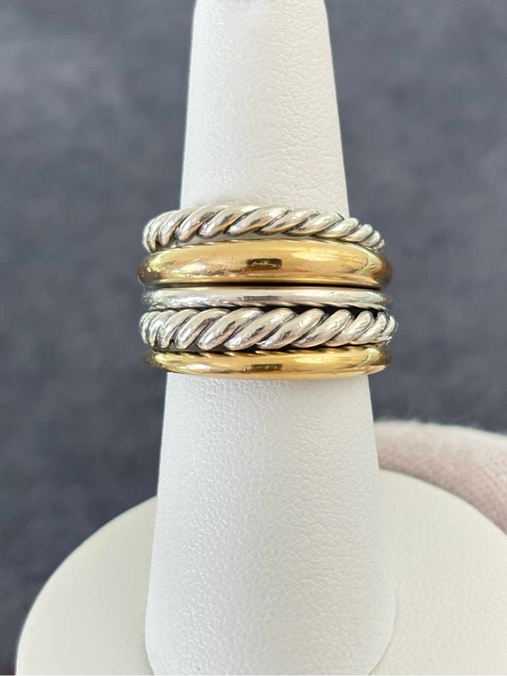 David Yurman 925 & 18k Gold Flexible Pure Form Ring 7